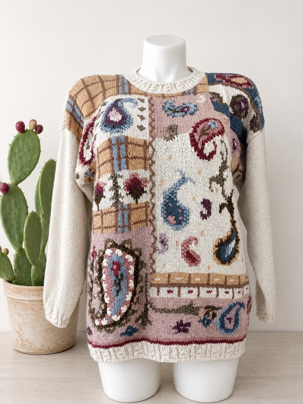 Jennifer Reed Handknit Patchwork Sweater Women's Size Large Gilmore Girls
